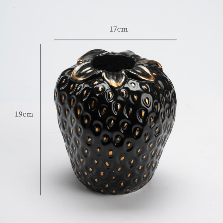 Strawberry-Shaped Decorative Ceramic Vase