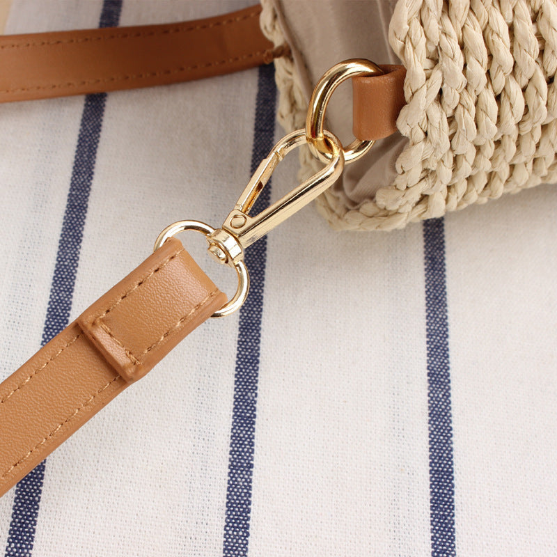 Handbag Made of Braided Natural Material with Removable Leather Handles Bowlift