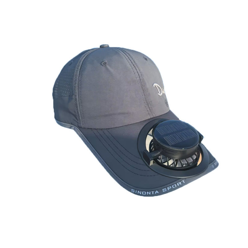 Sporty baseball cap with detachable solar fan Bowlift