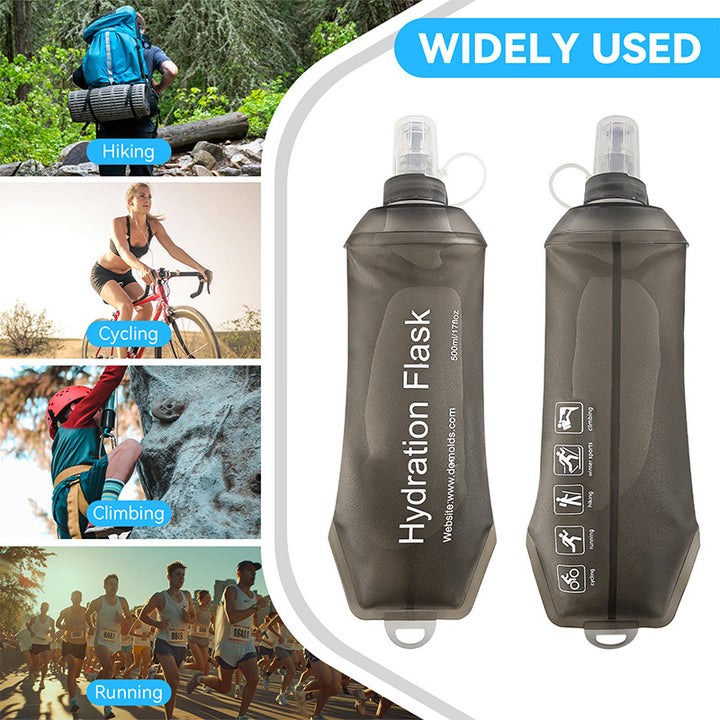 Collapsible Silicone Hydration Flask with Flip Straw Cap Bowlift
