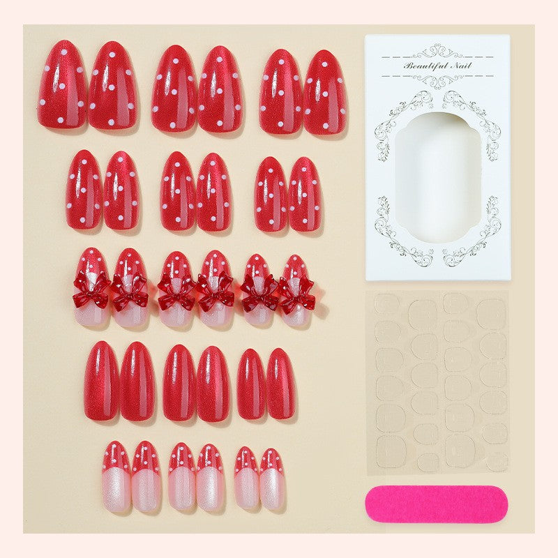 Decorative Press-On Nail Set with Bow Accents Bowlift
