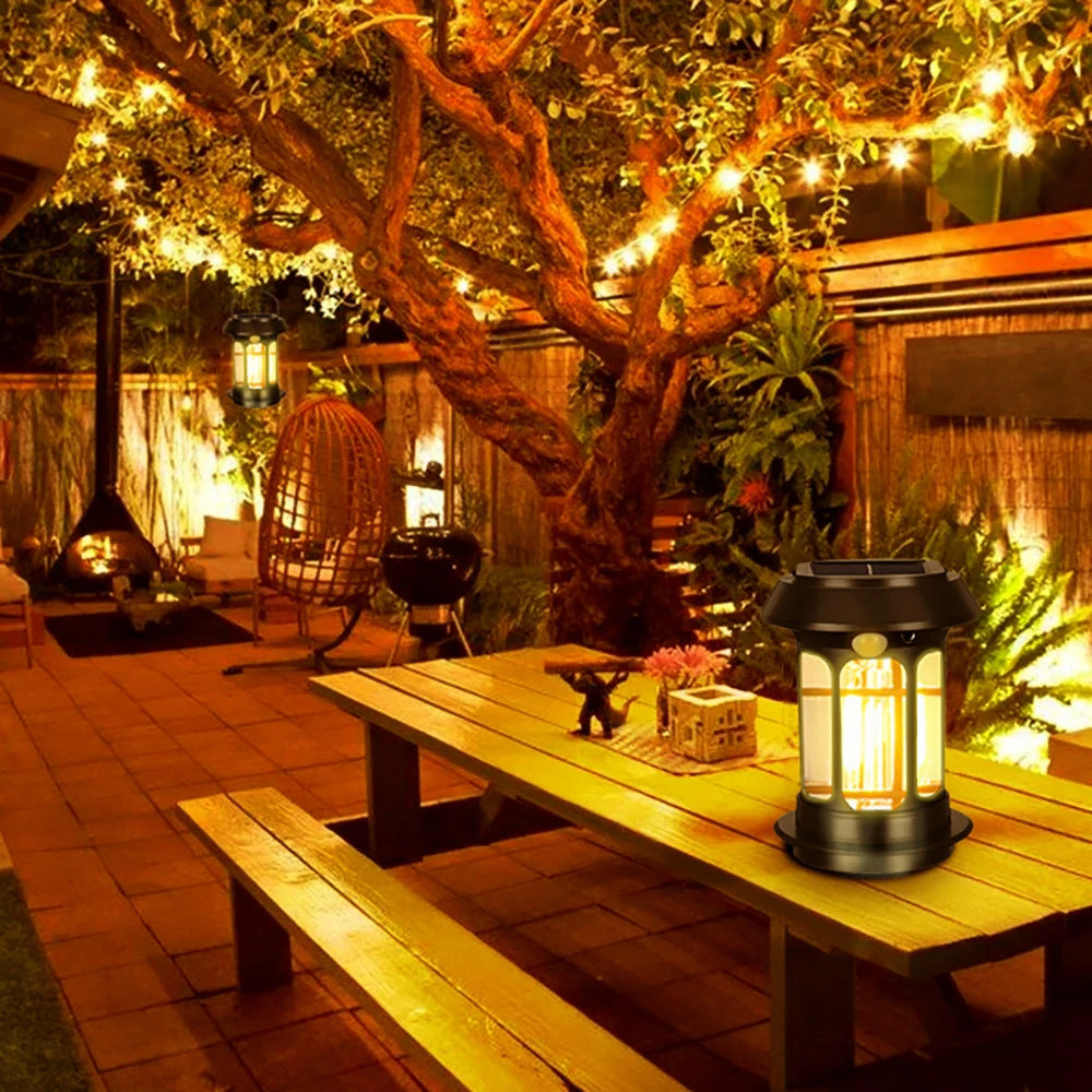Solar Rechargeable LED Hanging Lantern with Motion Sensor and Wall Mount Bowlift