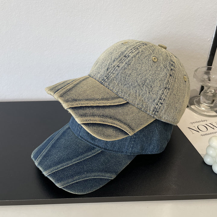 Women's Vintage Distressed Denim Baseball Cap Bowlift