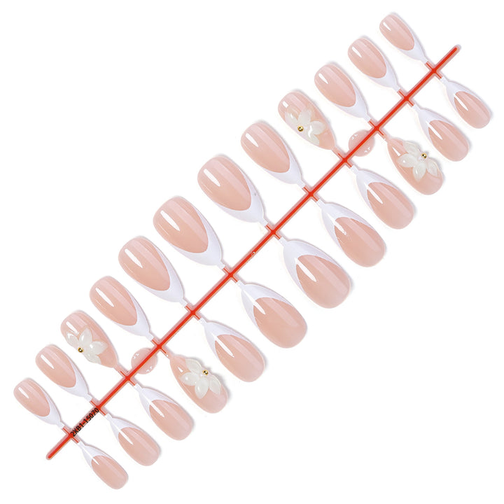 Artificial nails with elegant flower appliqués Bowlift