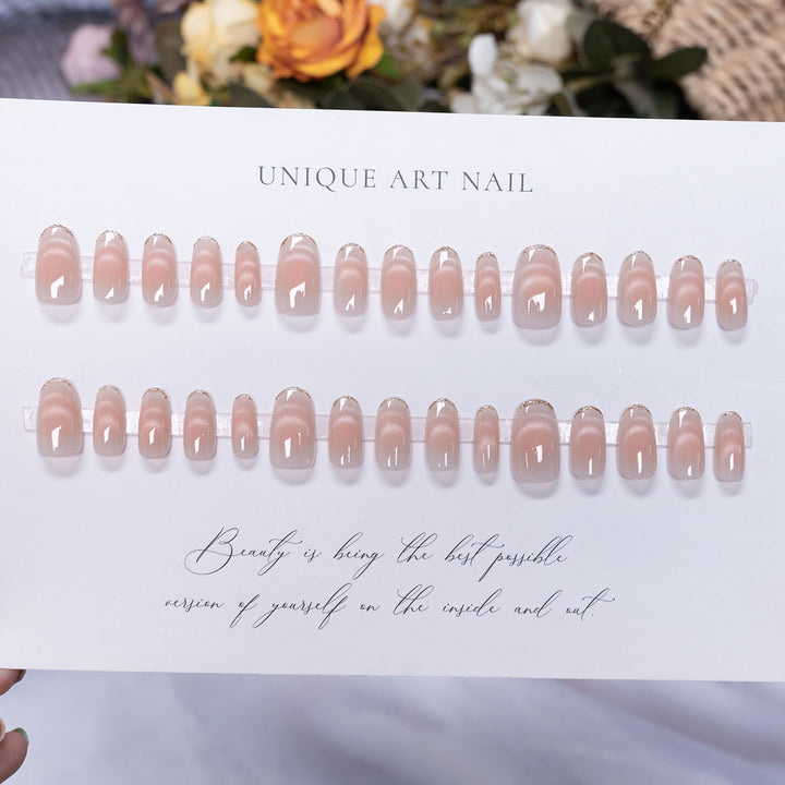 Elegant Press-On Nail Set with Marble Design