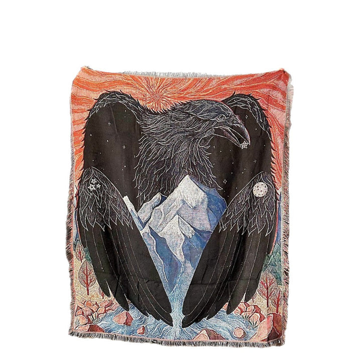 Artistic Raven-Themed Throw Blanket