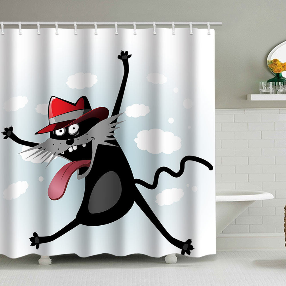 Artistic Dog Illustration Shower Curtain Bowlift