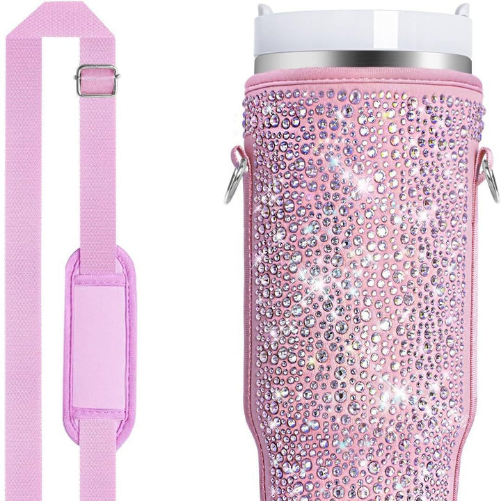 Ladies water bottle holder with sparkling rhinestones Bowlift
