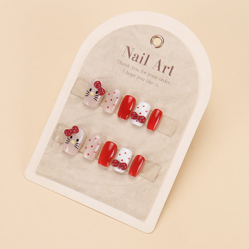 Elegant Long Press-On Nails Set with Artistic Tips Bowlift