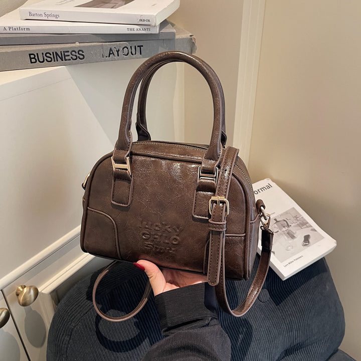 Luxurious Faux Leather Structured Handbag Bowlift