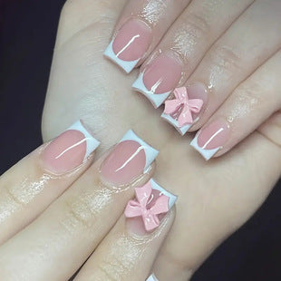 Creative 3D Bow and Pearl Nail Extensions Bowlift