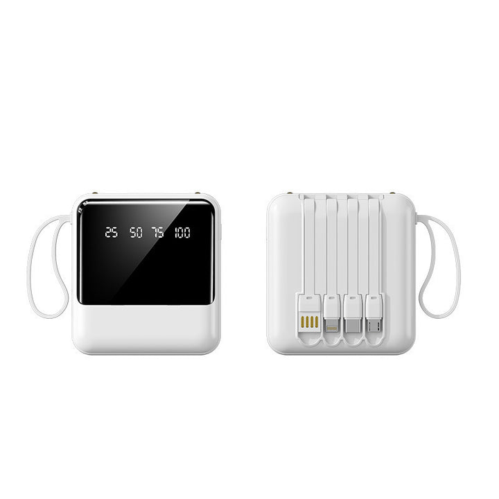 Portable power bank with LED status indicator and integrated cable system Bowlift
