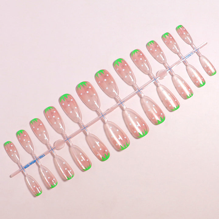 Strawberry-Inspired Artistic Press-On Nail Set Bowlift