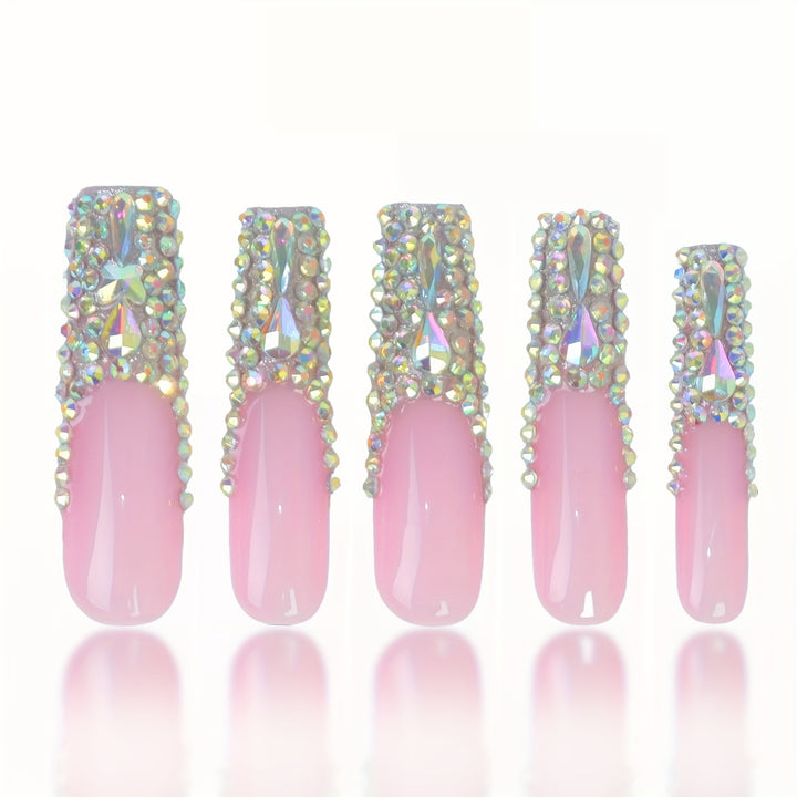 3D Decorative Press-On Nail Extensions with Sparkling Gem Accents Bowlift