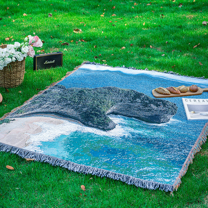 Landscape-Themed Woven Throw Blanket