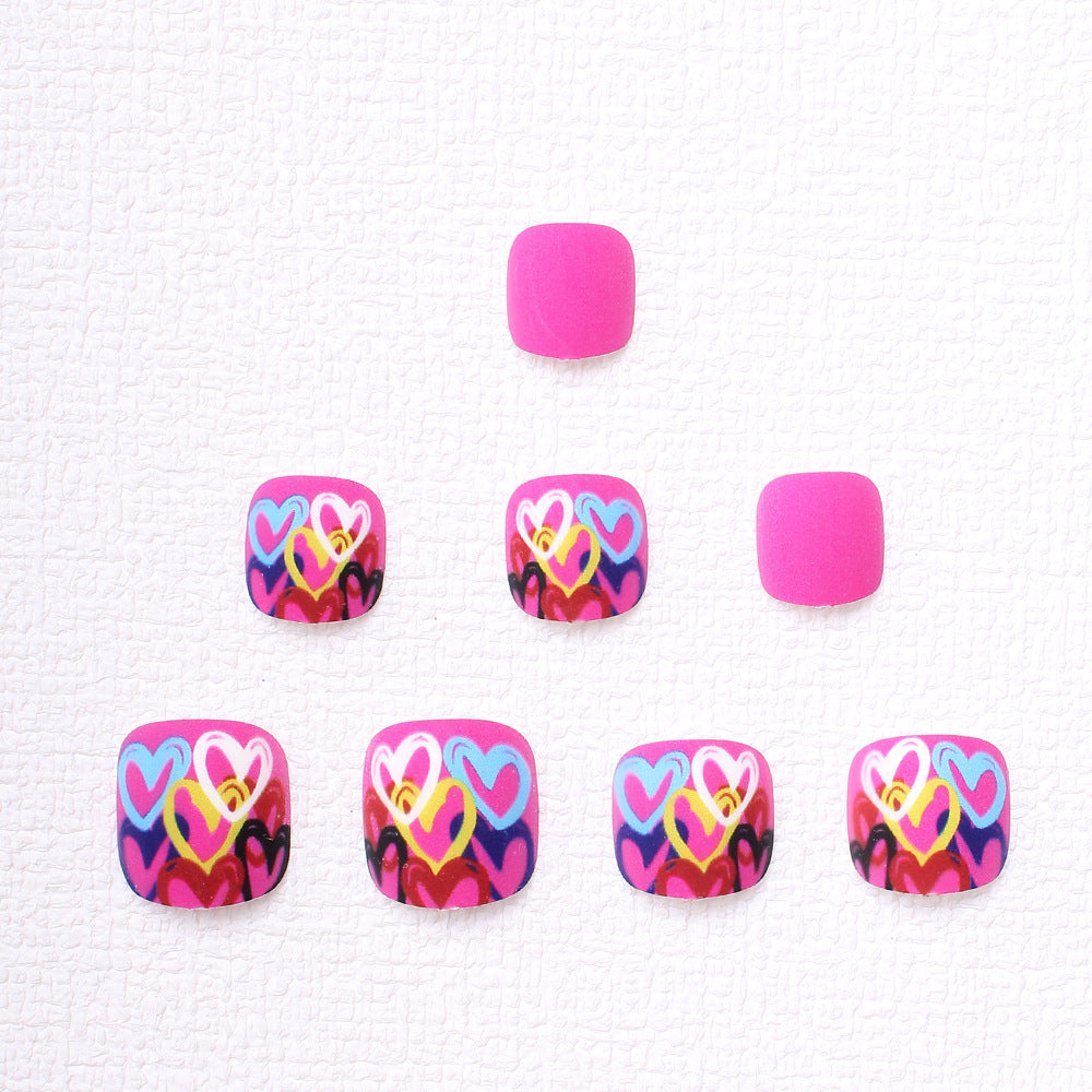 Artistic Heart-Designed Press-On Toenails Bowlift