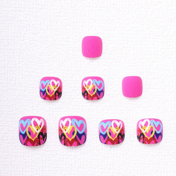 Artistic Heart-Designed Press-On Toenails Bowlift