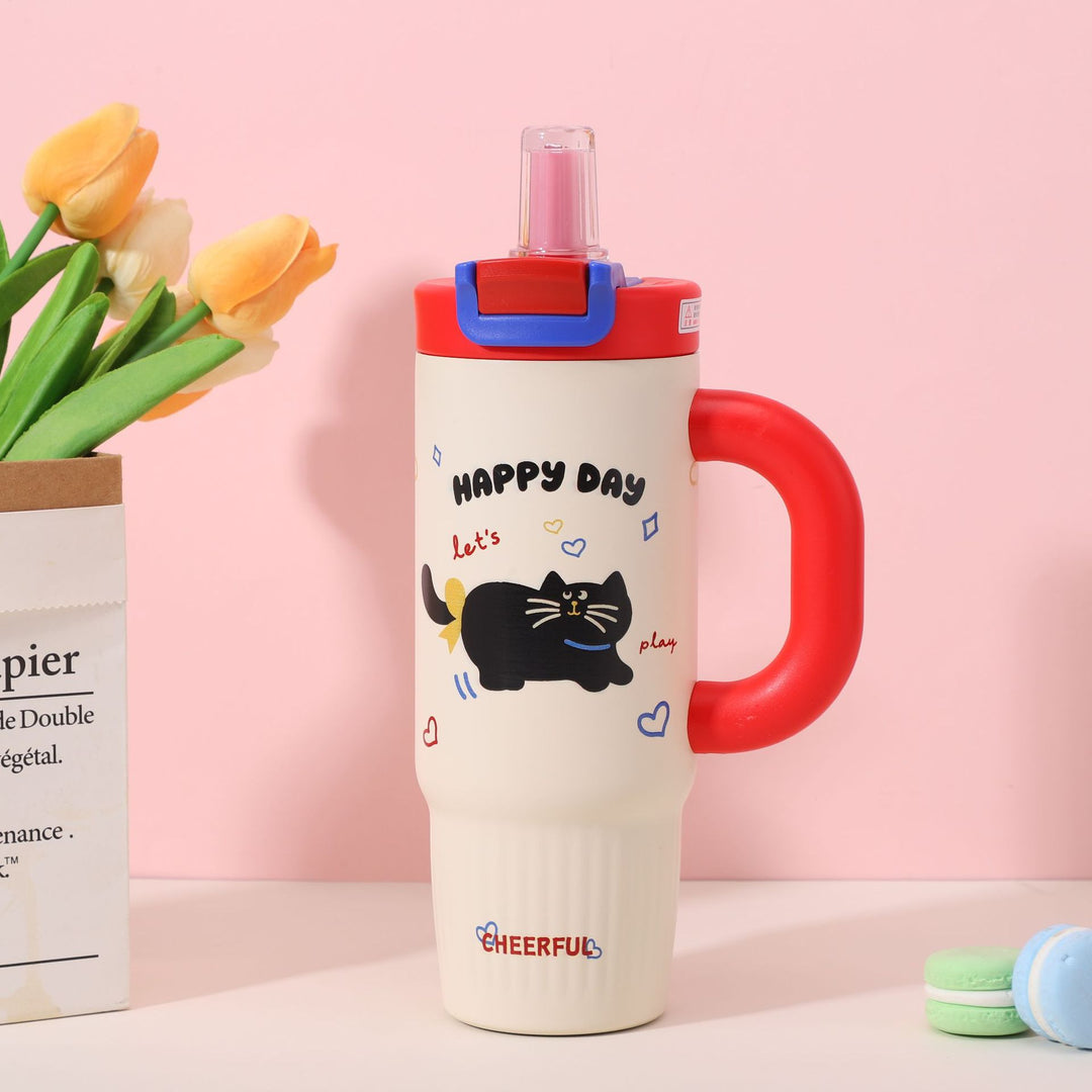 Cartoon-Printed Insulated Travel Mug Bowlift