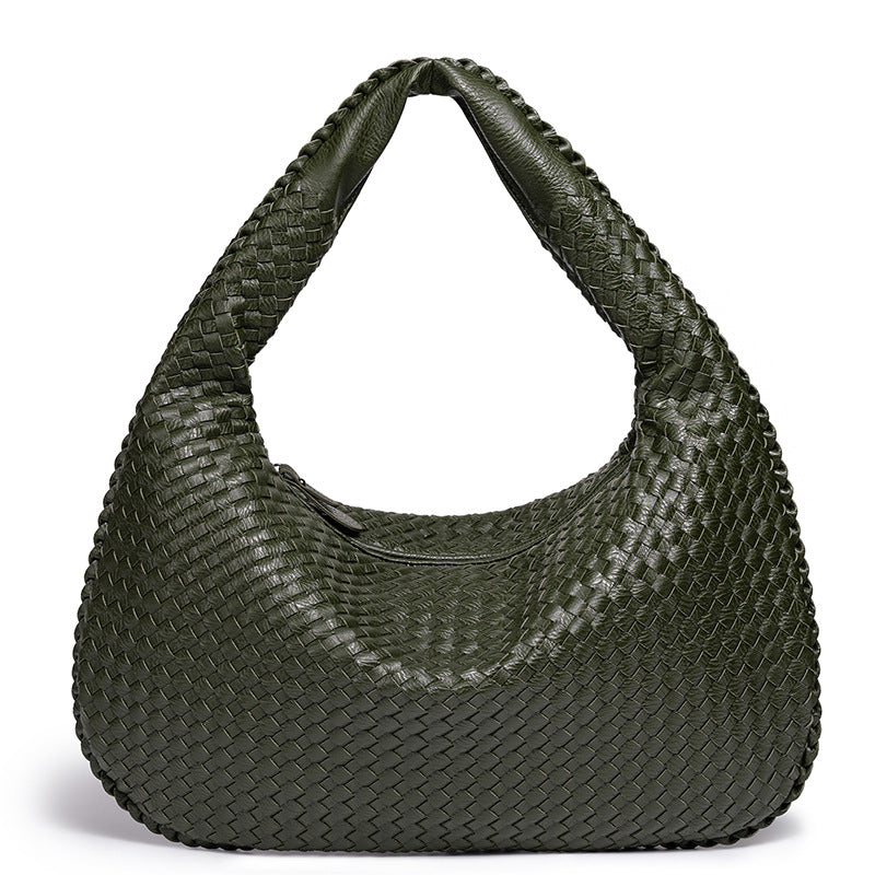 Woven Leather Shoulder Bag Bowlift