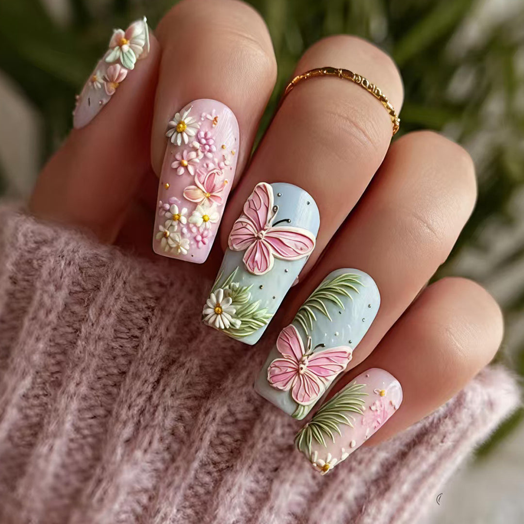 3D Floral Butterfly Nail Art Bowlift