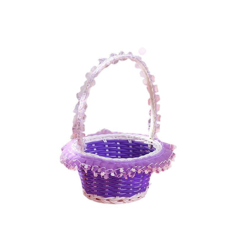 Girls Decorative Woven Easter Basket Bowlift