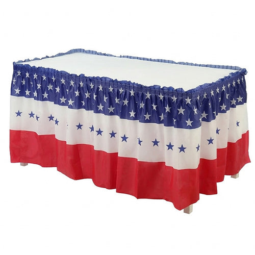 Unisex decorative tablecloth skirt with elastic waistband and star border for party tent and buffet tables Bowlift
