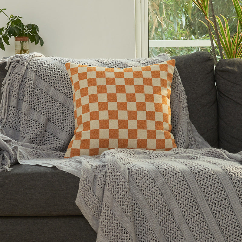 Cozy Checkered Throw Cushion