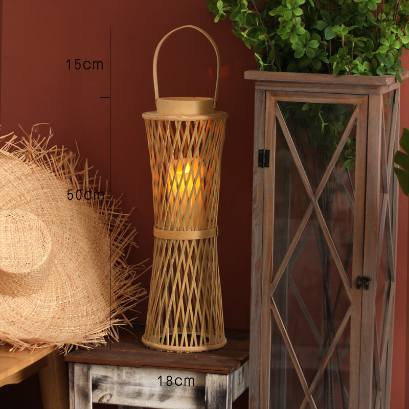Elegant lamp stand made of woven material Bowlift