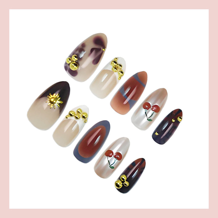 Artificial nail set with luxurious decorative accents Bowlift