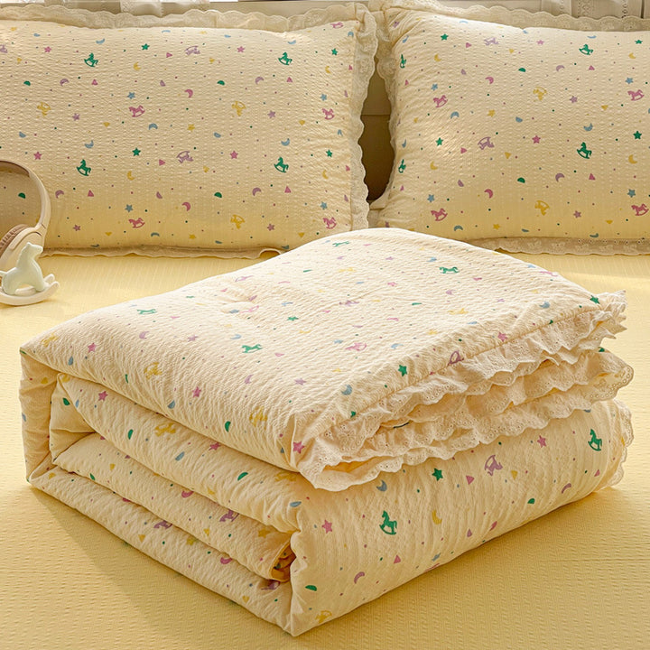 Floral Embroidered Quilted Bedspread