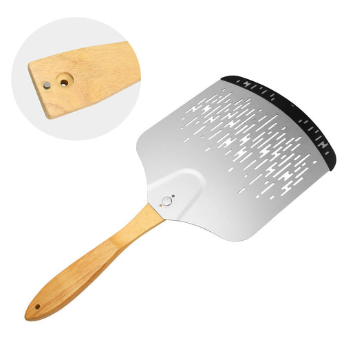Ventilated Stainless Steel Pizza Peel with Ergonomic Beechwood Handle Bowlift