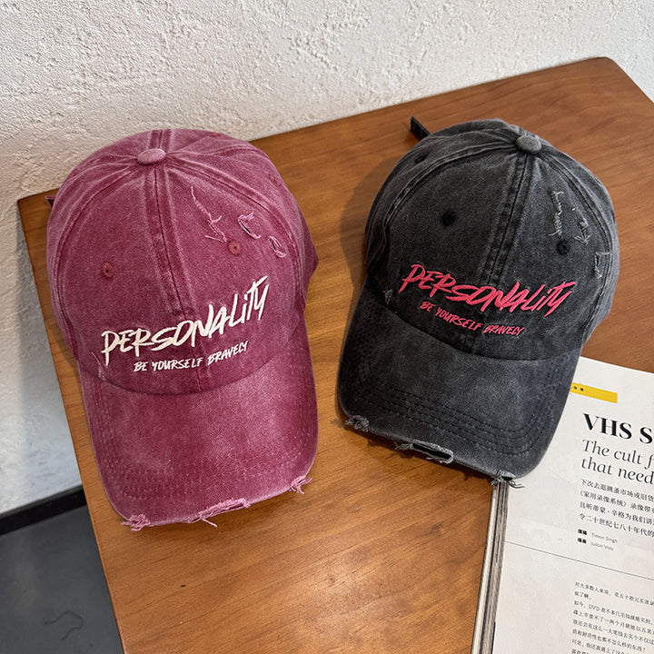 Women's Distressed Denim Adjustable Cap Bowlift