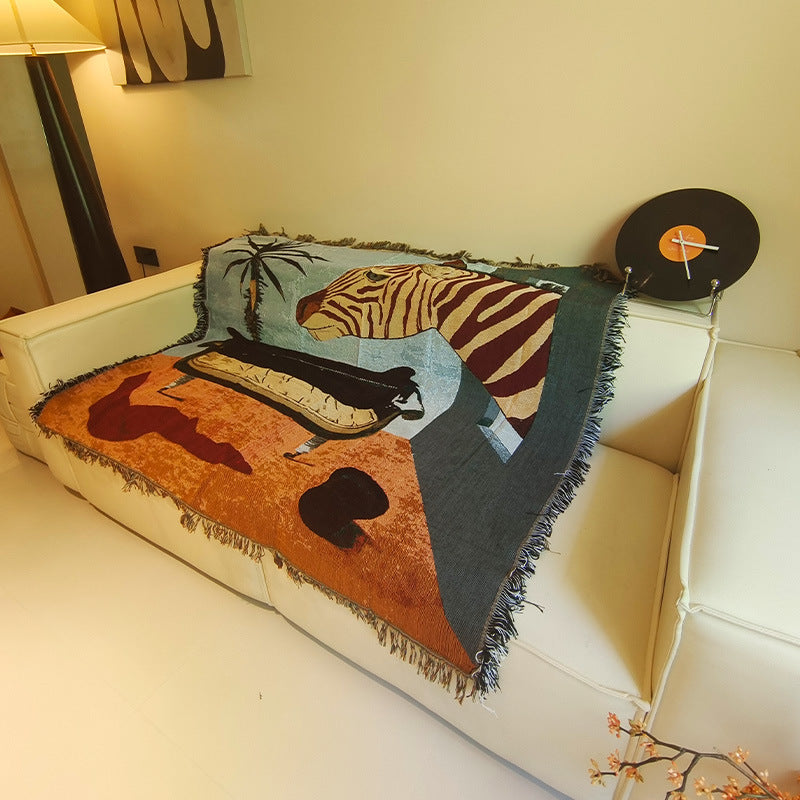 Artistic Jungle-Themed Throw Blanket