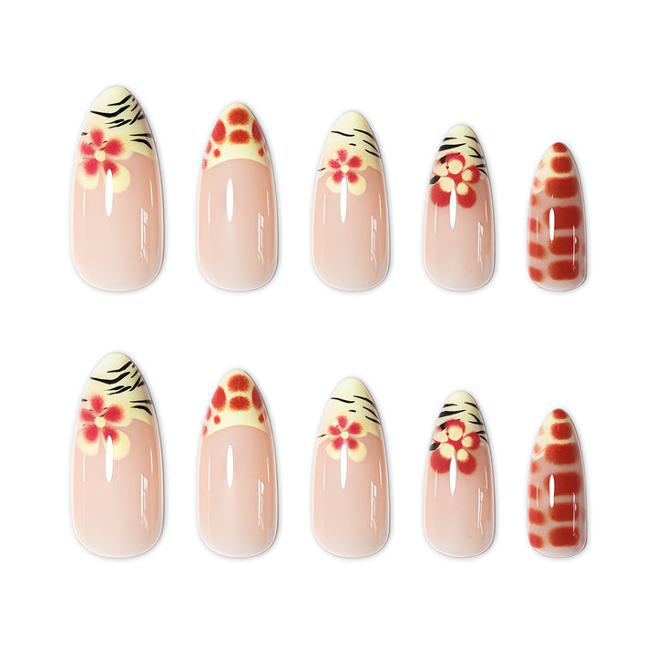 Floral French Tip Nail Art Extensions Bowlift