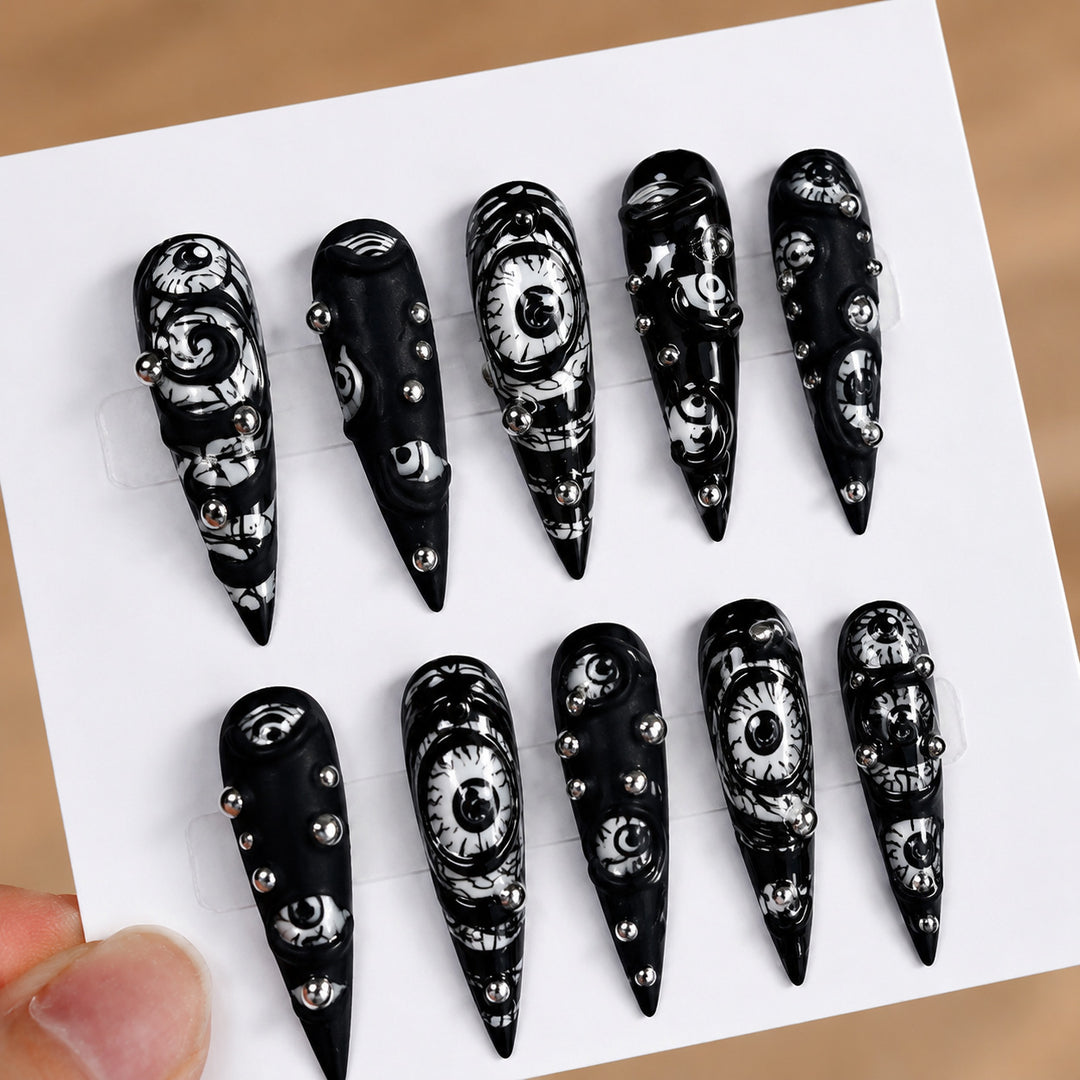 Spooky Themed Press-On Nails Set Bowlift