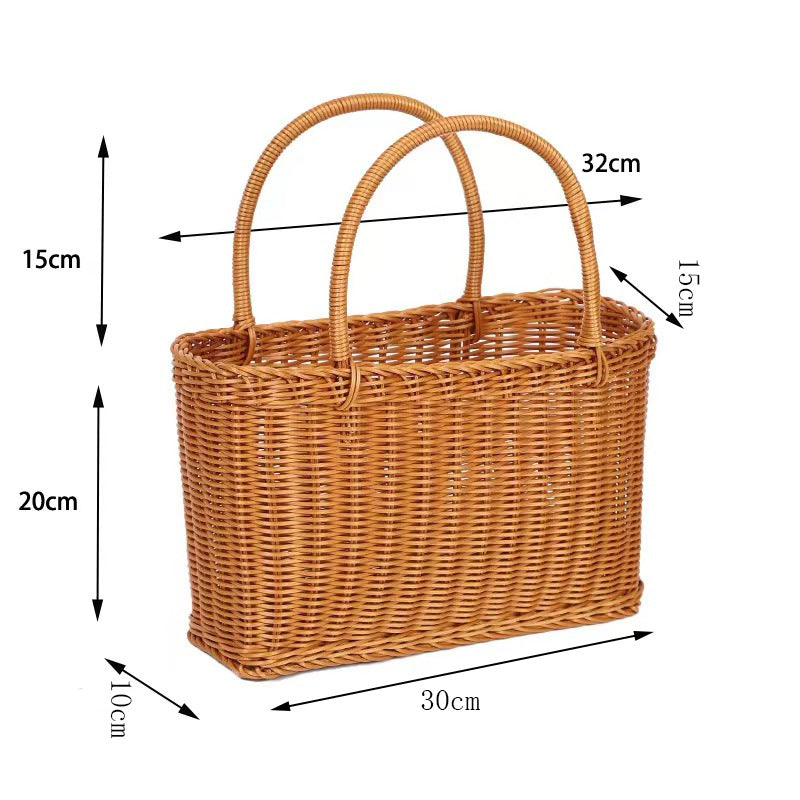 Handcrafted Rectangular Wicker Storage Basket Bowlift