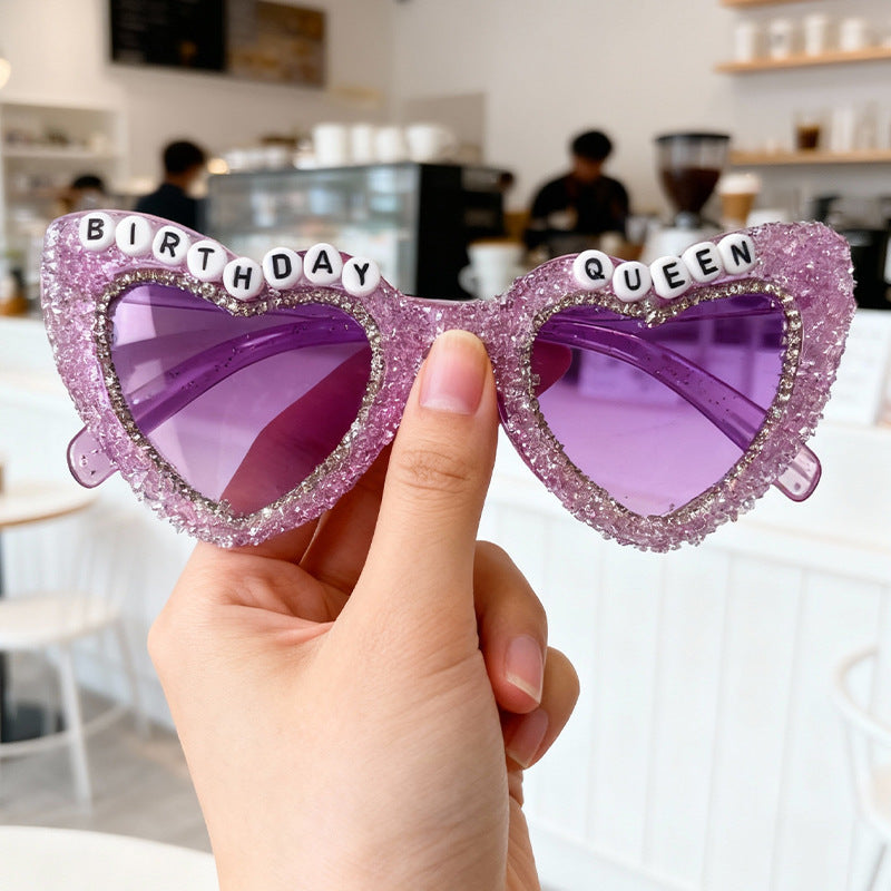 Rhinestone-Embellished Heart Sunglasses Bowlift