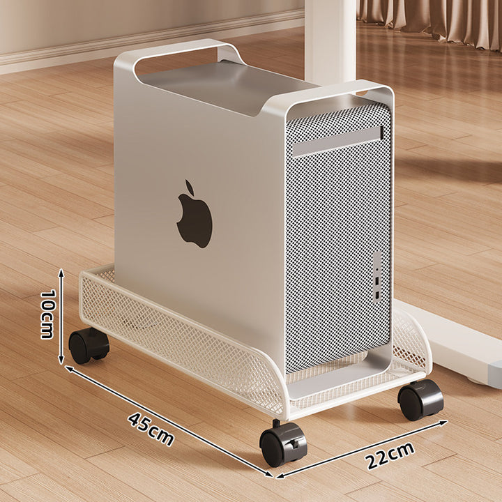 Desktop CPU Tower Rolling Stand with Mesh Side Guards and Locking Casters
