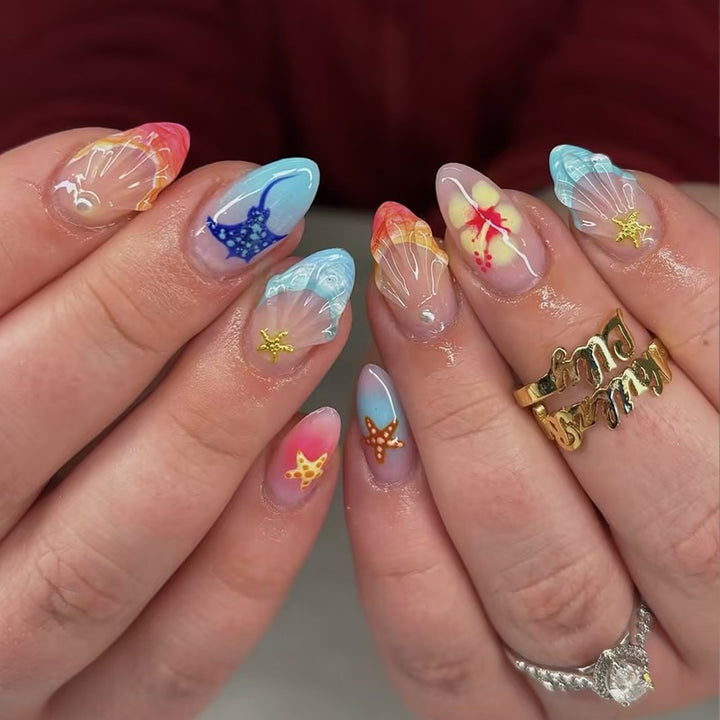 Artificial nail set with maritime motifs Bowlift