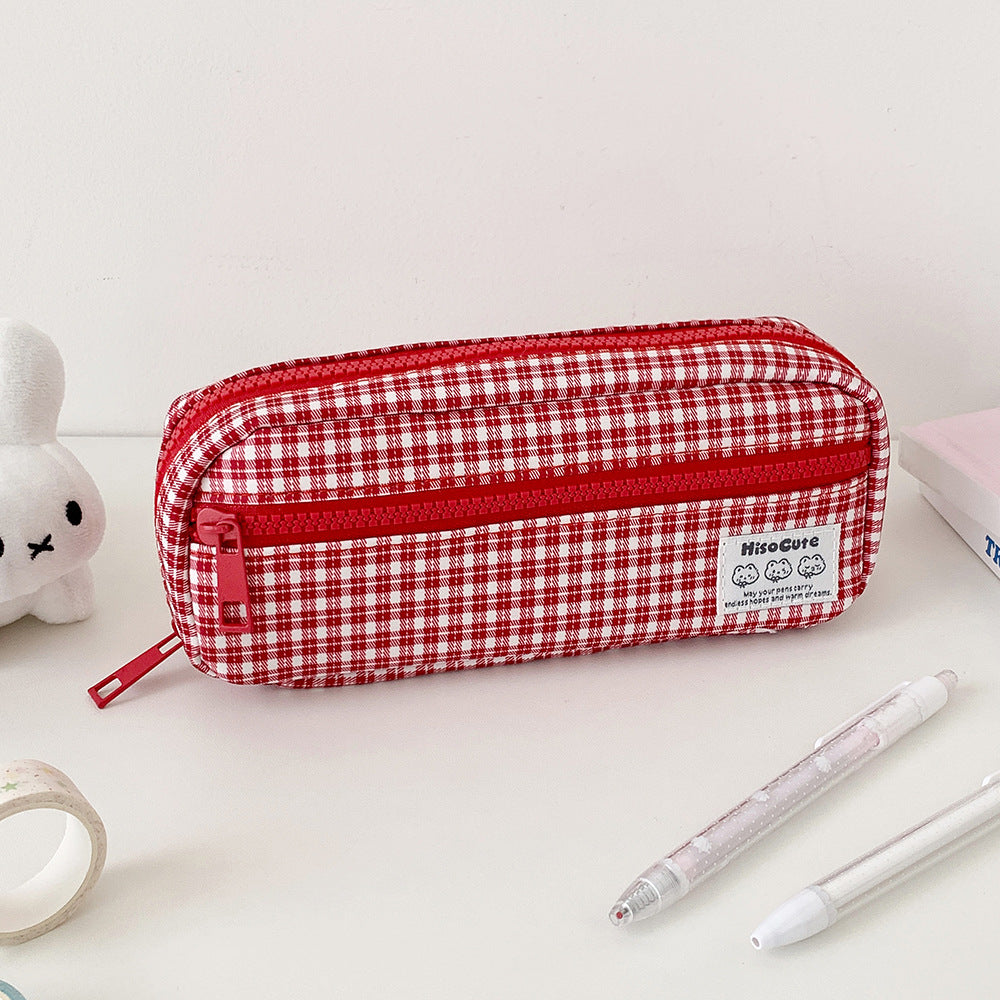 Stylish Gingham Checkered Pencil Case Bowlift