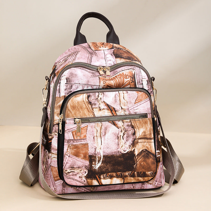 Stylish Denim Pattern Backpack Bowlift