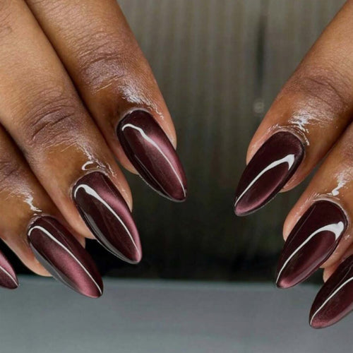Glossy Pointed Gel Press-On Nails Bowlift