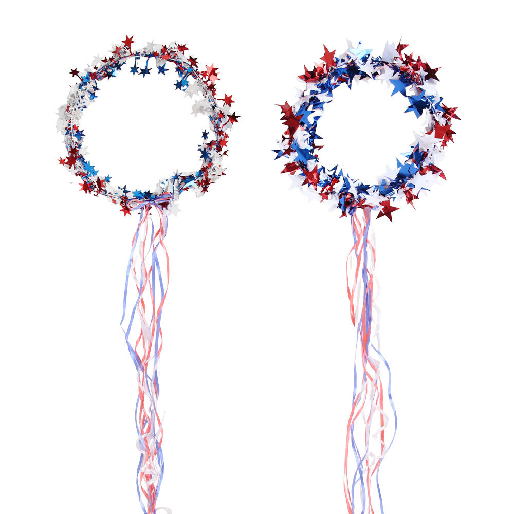 Unisex nan metallic star garland hoop with long ribbon tails for door and ceiling decor Bowlift