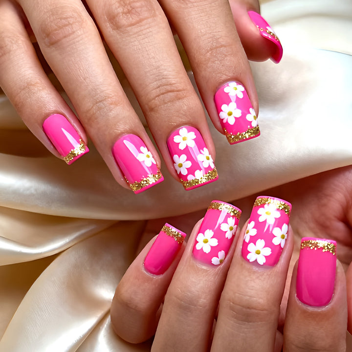 Floral Gel Nail Art Design Bowlift