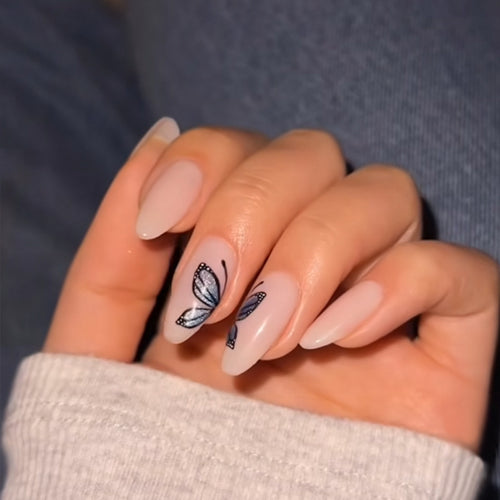 Artistic Butterfly Design Press-On Nails Bowlift