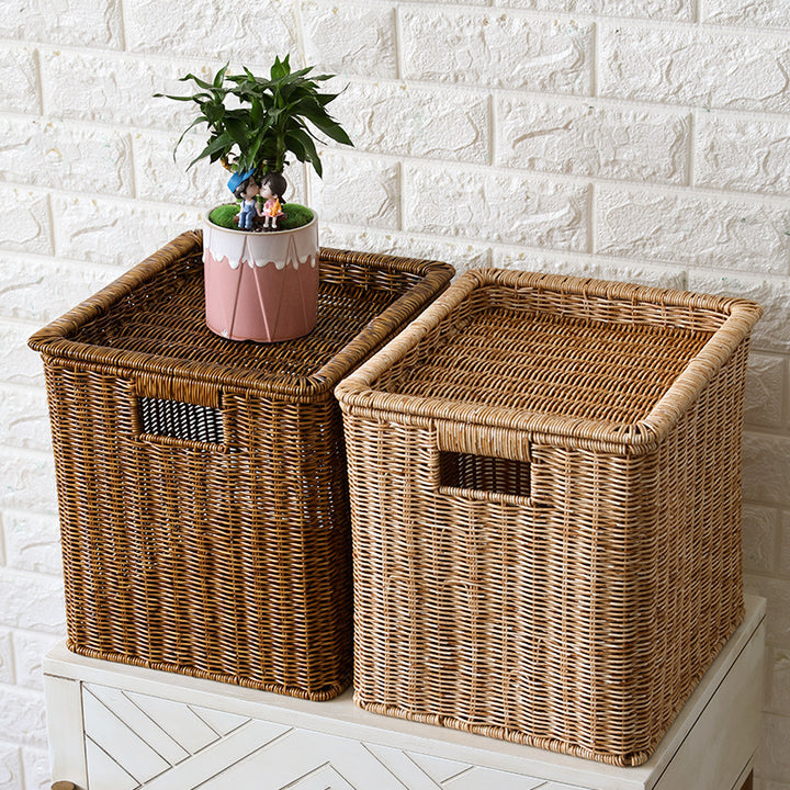 Unisex Rectangular Storage Basket made of braided rattan Bowlift