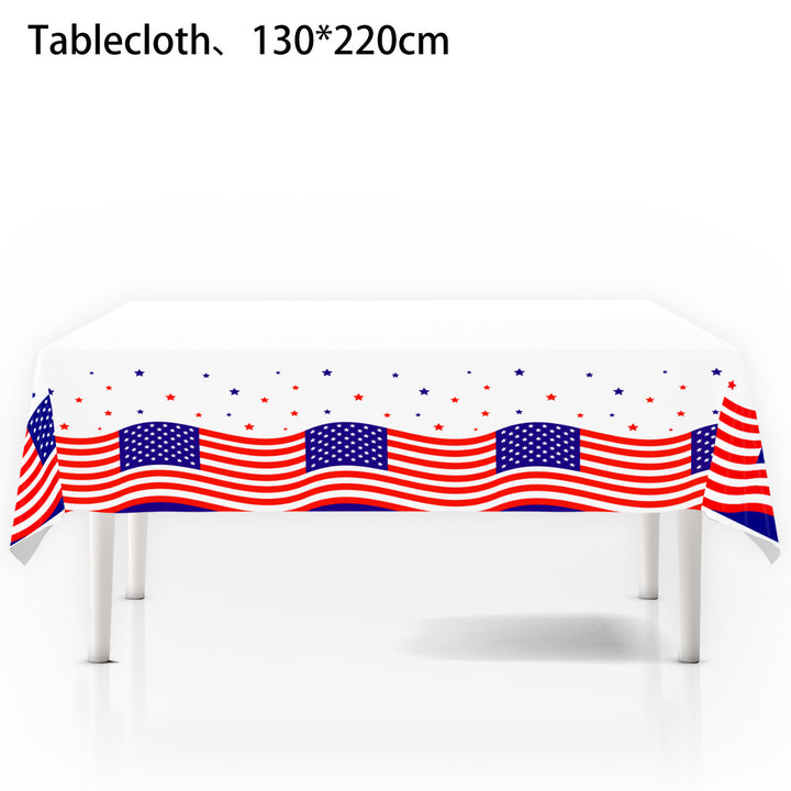Unisex nan patriotic rectangular party tablecloth with stars and stripes waterproof disposable plastic Bowlift