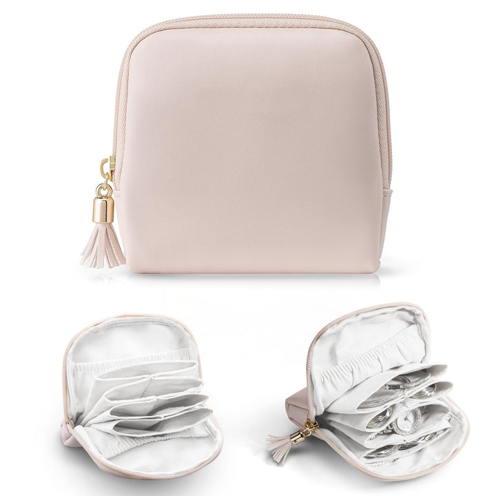 Cosmetic organizer with structured interior and elegant tassel Bowlift