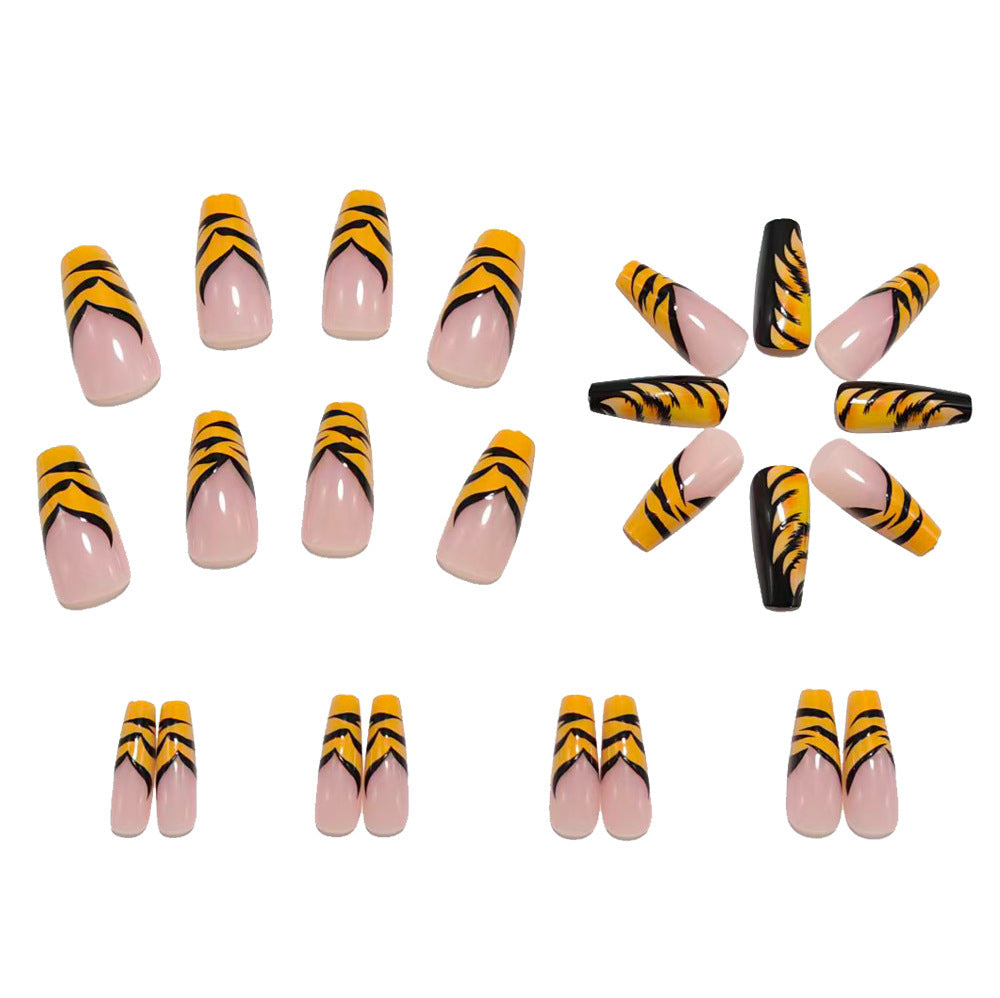 Creative Art Nails in Tiger Stripes Design Bowlift