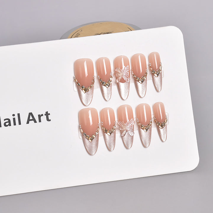 Artistic Floral Embellished Press-On Nail Extensions Bowlift